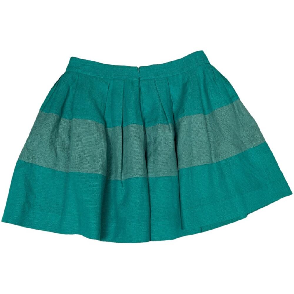 Rachel Zoe Mini Skirt Mirabelle Pleated Teal Blue Green Back Zip‎ Women's 2